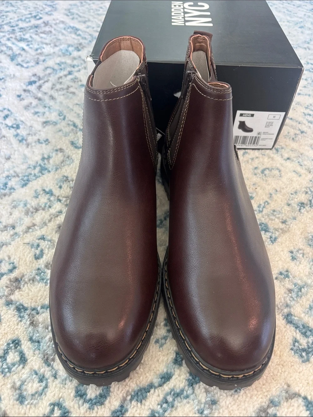 Madden NYC Men's Brown Leather Chelsea Boots